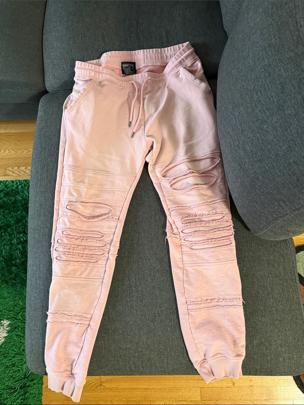Men's Distressed Pink Jogger Sweatpants